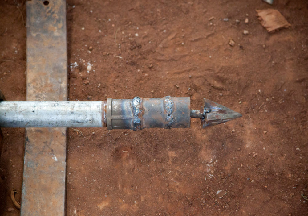 drill bit mounted on shaft